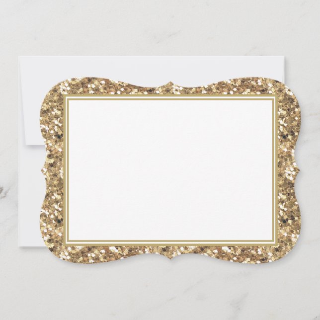 Flat Note Card-Gold Faux Glitter Card (Front)