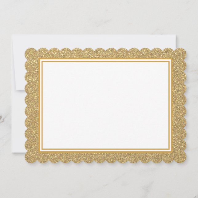 Flat Note Card-Gold Glitter Border Card (Front)