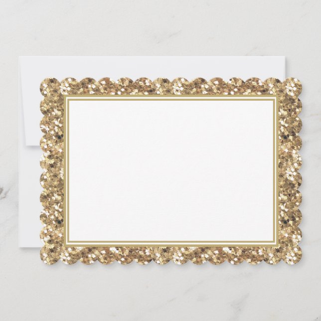 Flat Note Card-Gold Glitter Border Card (Front)