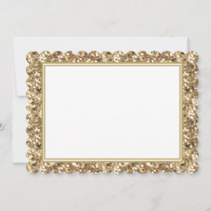 Flat Note Card-Gold Glitter Border Card