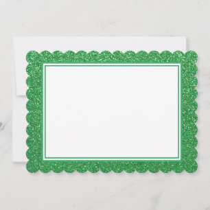 Flat Note Card-Green Glitter Border Card