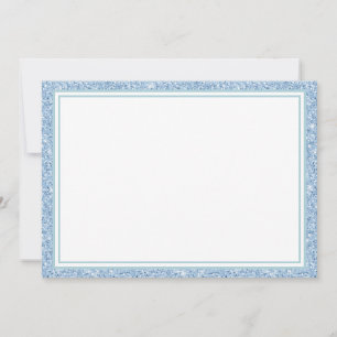 Flat Note Card-Light Blue Glitter Border Card