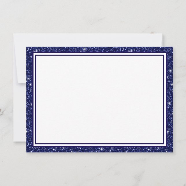 Flat Note Card-Navy Blue Glitter Border Card (Front)
