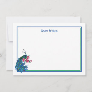 Flat Note Card-Peacock Card