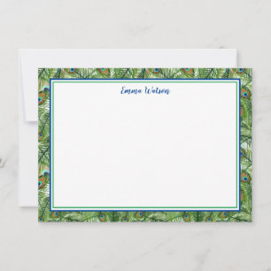 Flat Note Card-Peacock Feathers Card
