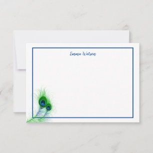 Flat Note Card-Peacock Feathers Card