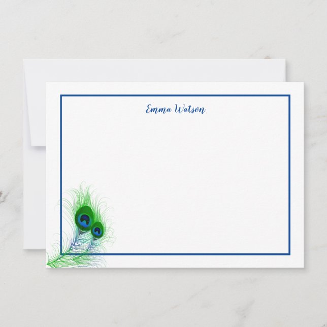 Flat Note Card-Peacock Feathers Card (Front)