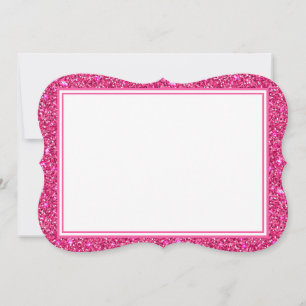 Flat Note Card-Pink Glitter Border Card