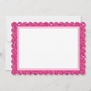 Flat Note Card-Pink Glitter Border Card