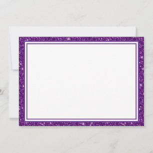 Flat Note Card-Purple Glitter Border Card