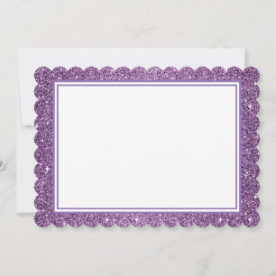 Flat Note Card-Purple Glitter Border Card