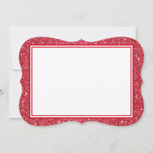 Flat Note Card-Red Glitter Border Card