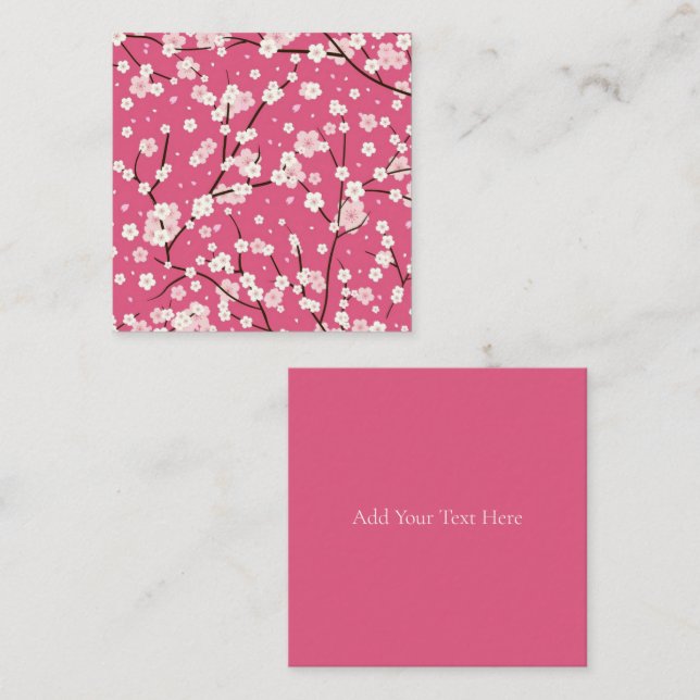 FLAT NOTE CARD : SAKURA : CHERRY BLOSSOMS  (Front/Back)