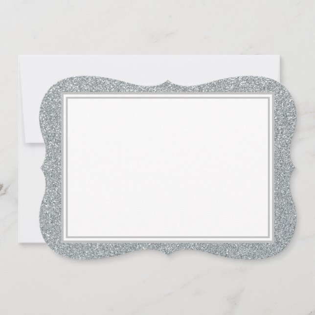 Flat Note Card-Silver Glitter Border Card (Front)