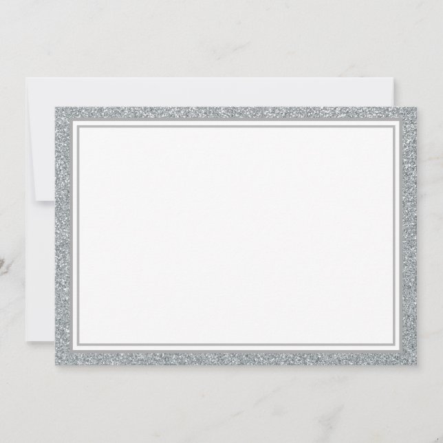 Flat Note Card-Silver Glitter Border Card (Front)