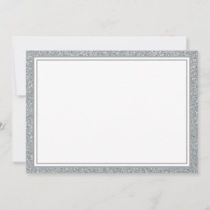 Flat Note Card-Silver Glitter Border Card