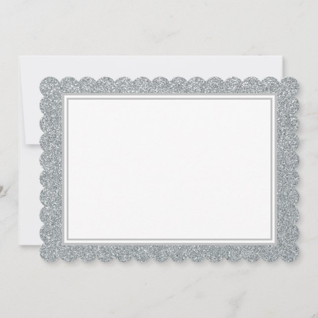 Flat Note Card-Silver Glitter Border Card (Front)