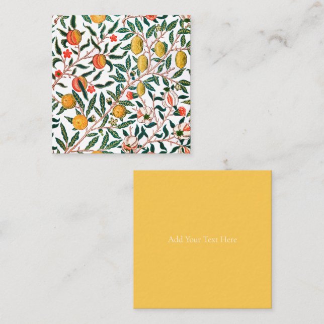FLAT NOTECARD : WILLIAM MORRIS ; POMEGRANATES (Front/Back)