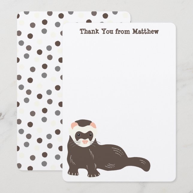Flat Panel Brown Ferret Thank You Cards (Front/Back)