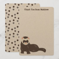 Flat Panel Brown Ferret Thank You Cards