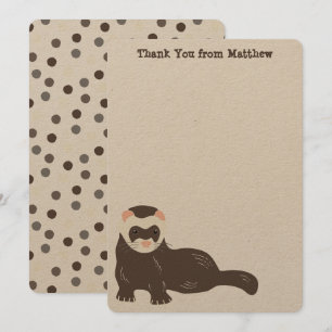 Flat Panel Brown Ferret Thank You Cards