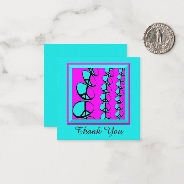 Flat Peace Signs Thank You Cards (Front/Back In Situ)