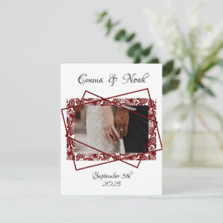 Flat Photo Maroon Template Wedding Thank You Card