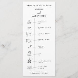 Flat Program Minimalist Timeline for a Modern Wedd