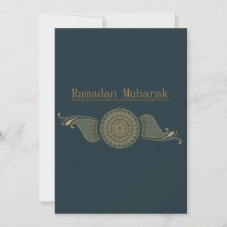 Flat Ramadan Mubarak Card Forest Green & Gold