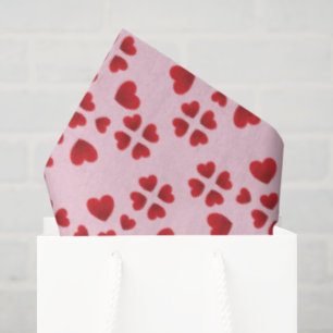 Flat Red Hearts Graphic Pattern Pink Birthday Tissue Paper