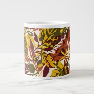 Flat Risograph Autumn Leaves Halloween Poster Large Coffee Mug