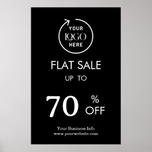 Flat Sale   Business Event Store Discount Black  Poster