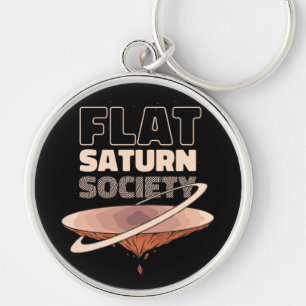 Flat Saturn Society Science Design Key Ring