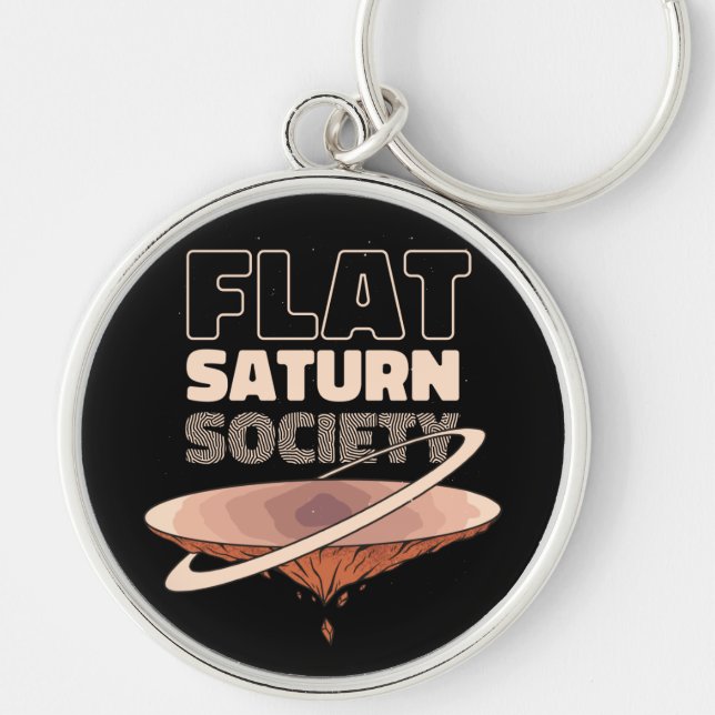 Flat Saturn Society Science Design Key Ring (Front)