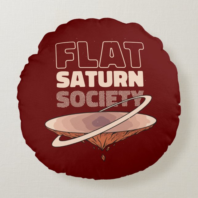 Flat Saturn Society - Science Design Round Cushion (Front)