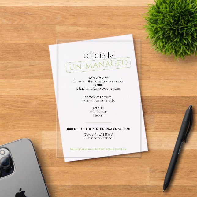 Flat Save The Date Card Acrylic Invitations (Insitu (Invitation Card))