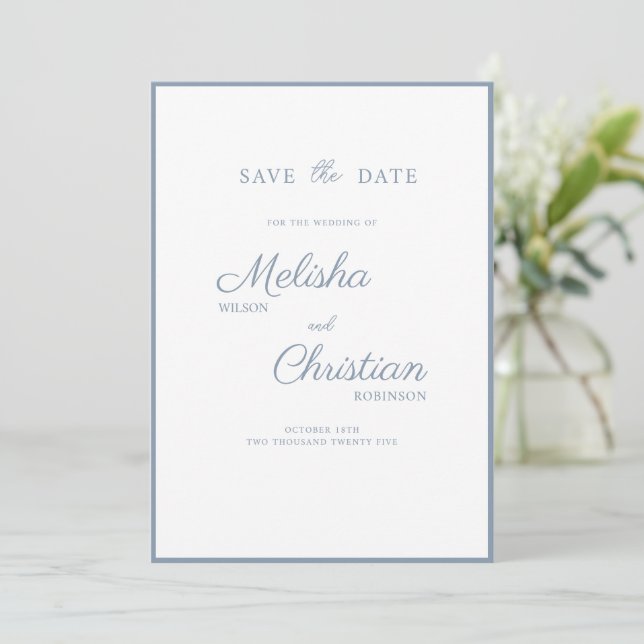 Flat Save The Date card for a wedding. (Standing Front)