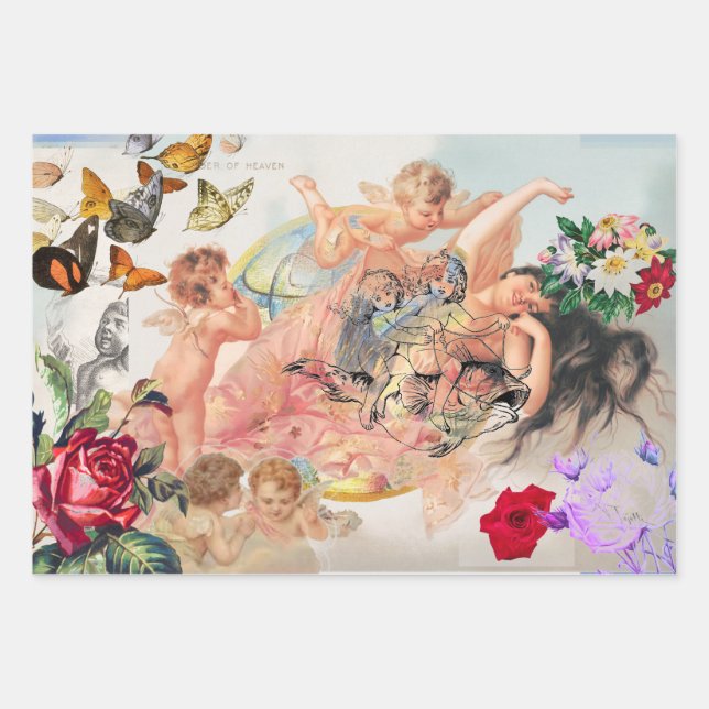 FLAT SHEET GIFT WRAP RETRO Valentine's Day DESIGN (Front)