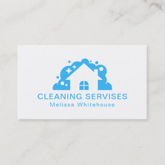 Flat Sleek Modern Cleaning Services Business Card
