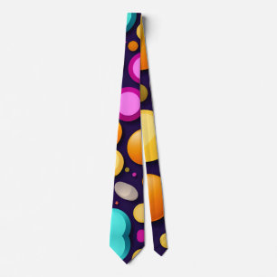Flat Smile Circles Orange Blue Retro Pattern Tie