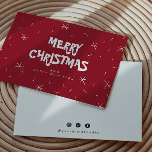 Flat Snow Logo Merry Christmas Cards