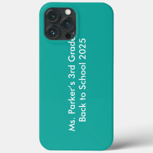 Flat Teal Background – Back-to-School Texture iPhone 13 Pro Max Case