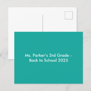 Flat Teal Background – Back-to-School Texture Invitation Postcard