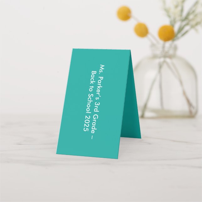 Flat Teal Background – Back-to-School Texture Loyalty Card (Front)