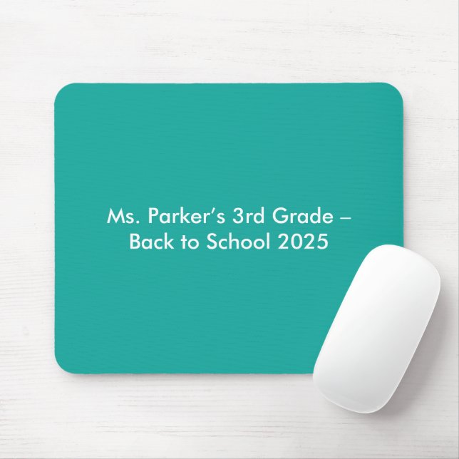 Flat Teal Background – Back-to-School Texture Mouse Pad (With Mouse)