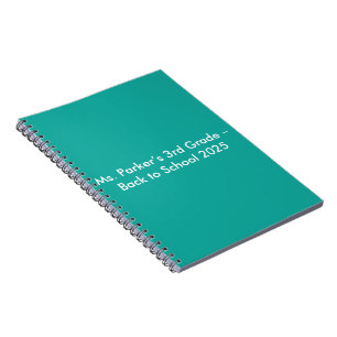 Flat Teal Background – Back-to-School Texture Notebook