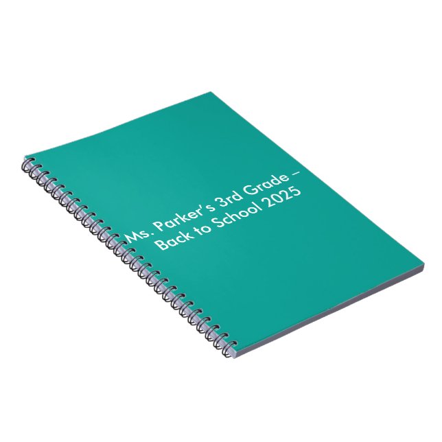 Flat Teal Background – Back-to-School Texture Notebook (Right Side)