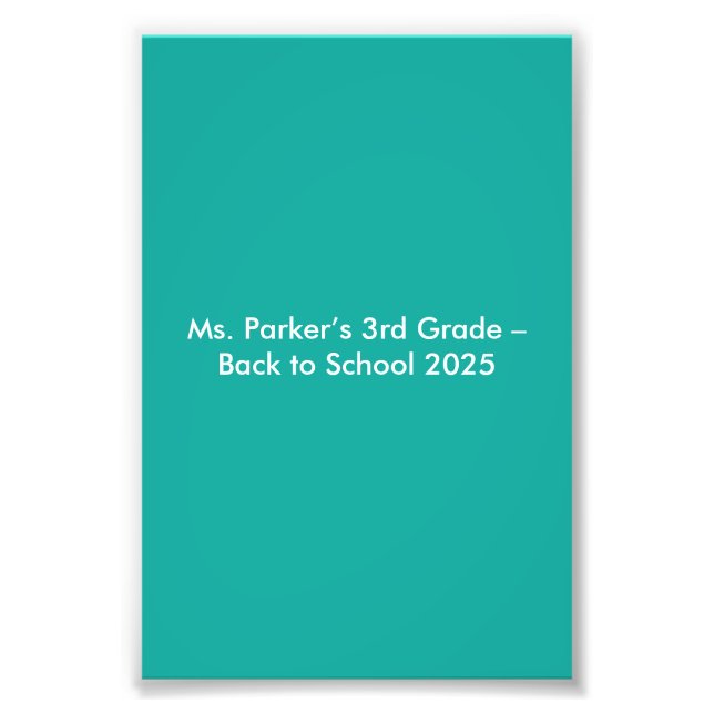 Flat Teal Background – Back-to-School Texture Photo Print (Front)
