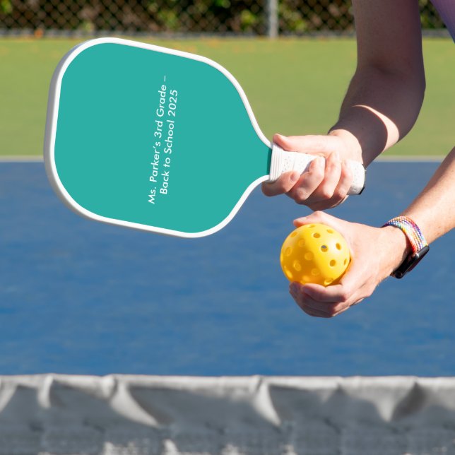 Flat Teal Background – Back-to-School Texture Pickleball Paddle (Insitu)