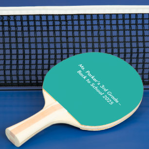 Flat Teal Background – Back-to-School Texture Ping Pong Paddle